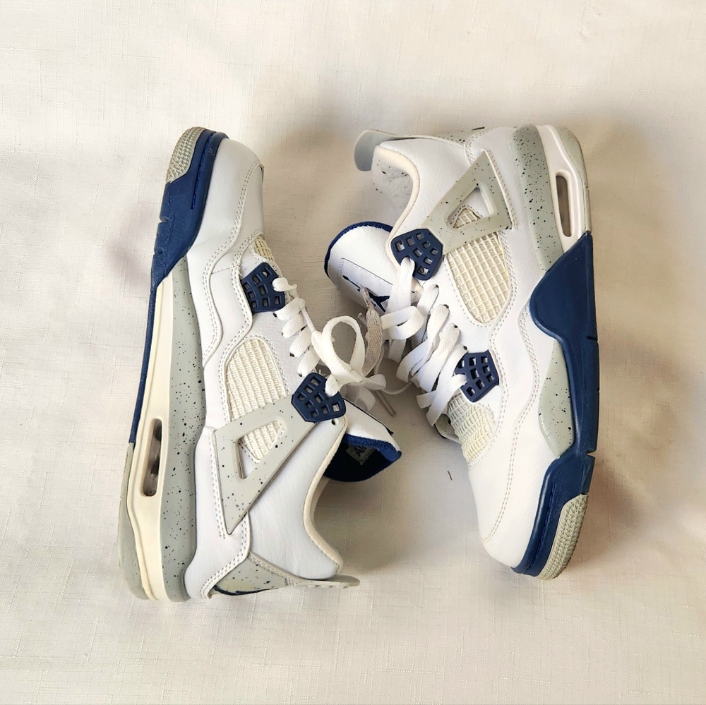Nike Air Jordan 4 Retro Size 8 White Midnight Navy Grey DH6927-140 Men’s Rare - Picture 4 of 12